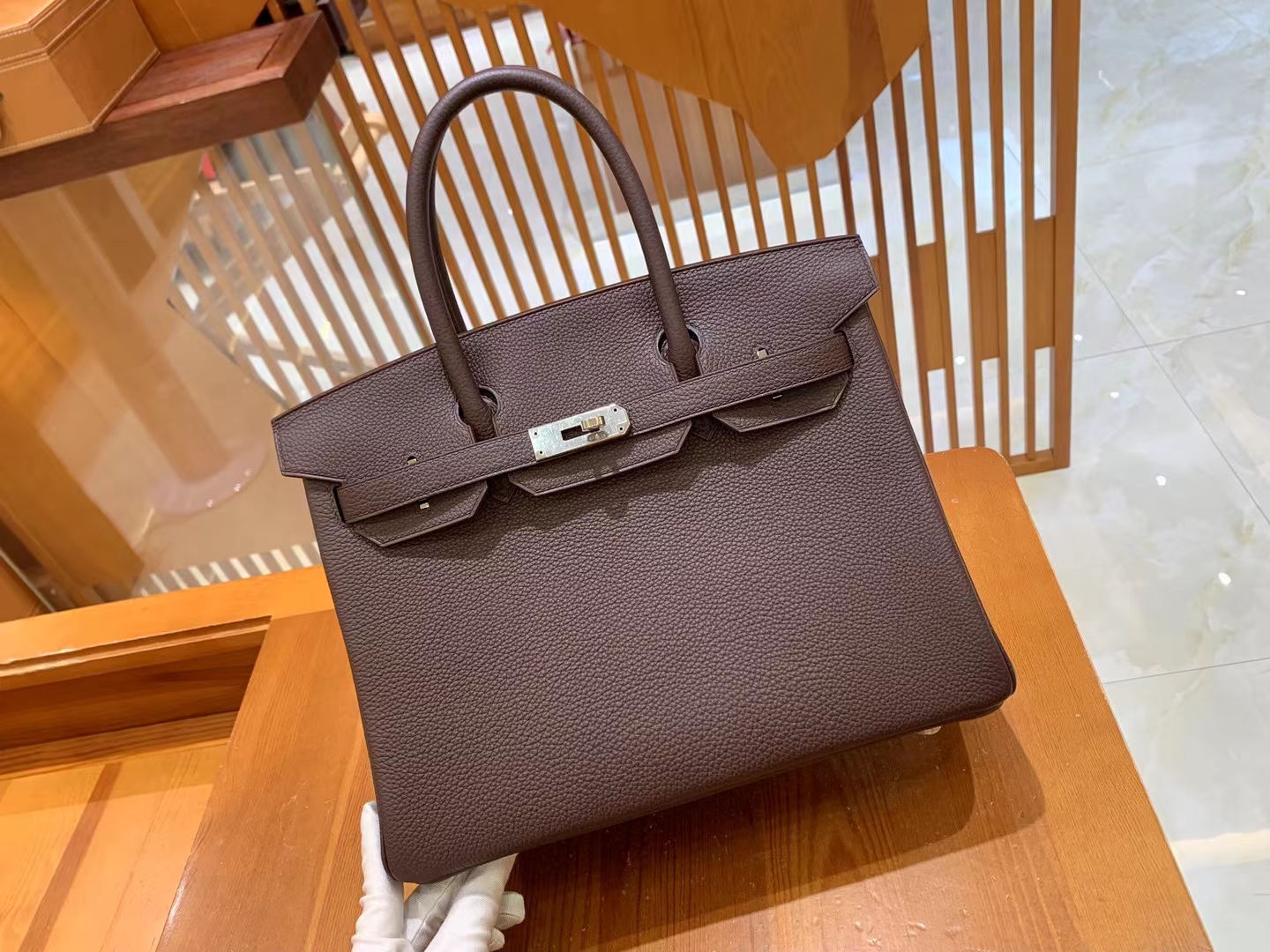 Hermes Birkin 25 in Chocolate Togo Leather and GHW